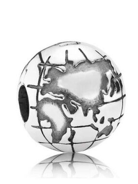 Pandora Sterling Silver Globe Map Charm Clip/stopper Bead - Travel Pendant